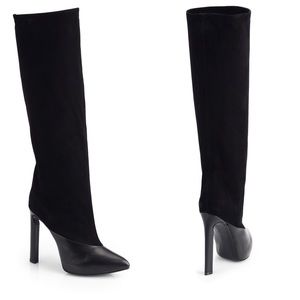 Jimmy Choo Size 40 Derive Knee High Boots Black Suede Leather